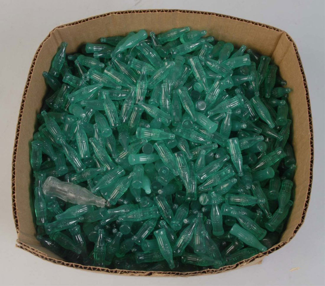Large Lot of Small Green Coca-Cola Bottles.: Circa 1950s with 200 - 300 piece or more. No wear. Condition (Near Mint). Size Largest: 2 - 1/2" T.