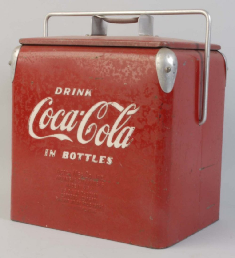 1950s Coca-Cola 6 Pack Cooler.: Overall scuffs, marks, wear and soiling. Condition (Very Good). Size 14" T.