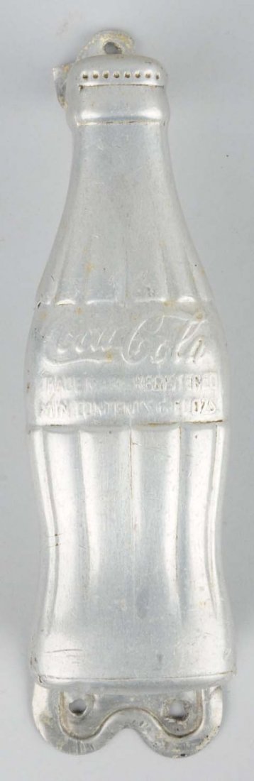 1940s Coca-Cola Aluminum Door Handle.: Heavier wear and top section is broken off. Condition (Good). Size 8" L.