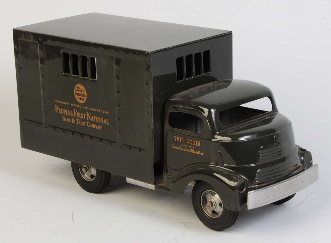 Smith-Miller First National Bank & Trust Truck.: Truck appears to be professionally restored does have some chipping and scratches. Condition (Very Good - Excellent). Size 16" L.