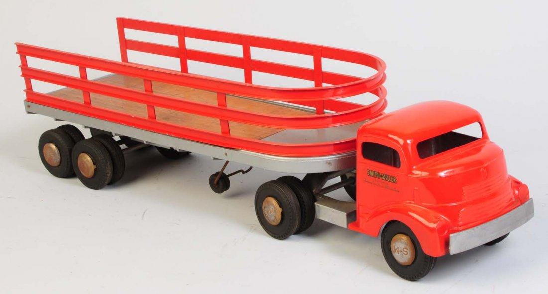 Smith Miller Cab Over Tractor Trailer Truck.: Looks to be professionally restored. Does have some chipping and scratching. Condition (Very Good - Excellent). Size 23" L.