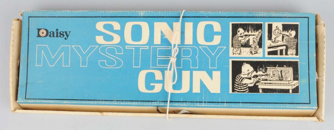 Daisy Sonic Mystery BB Gun.: Toy is all original. Some wear to the graphics on the gun. Comes with the original box with targets and instructions. Condition (Very Good). Size Box: 27 - 1/2" L.