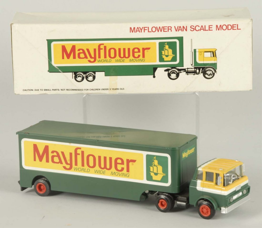 Scale Model Mayflower Moving Van .: Toy is plastic model of a Mayflower semi tractor trailer. Toy is all original and complete with original box. Condition (Excellent). Size Box: 14" L.