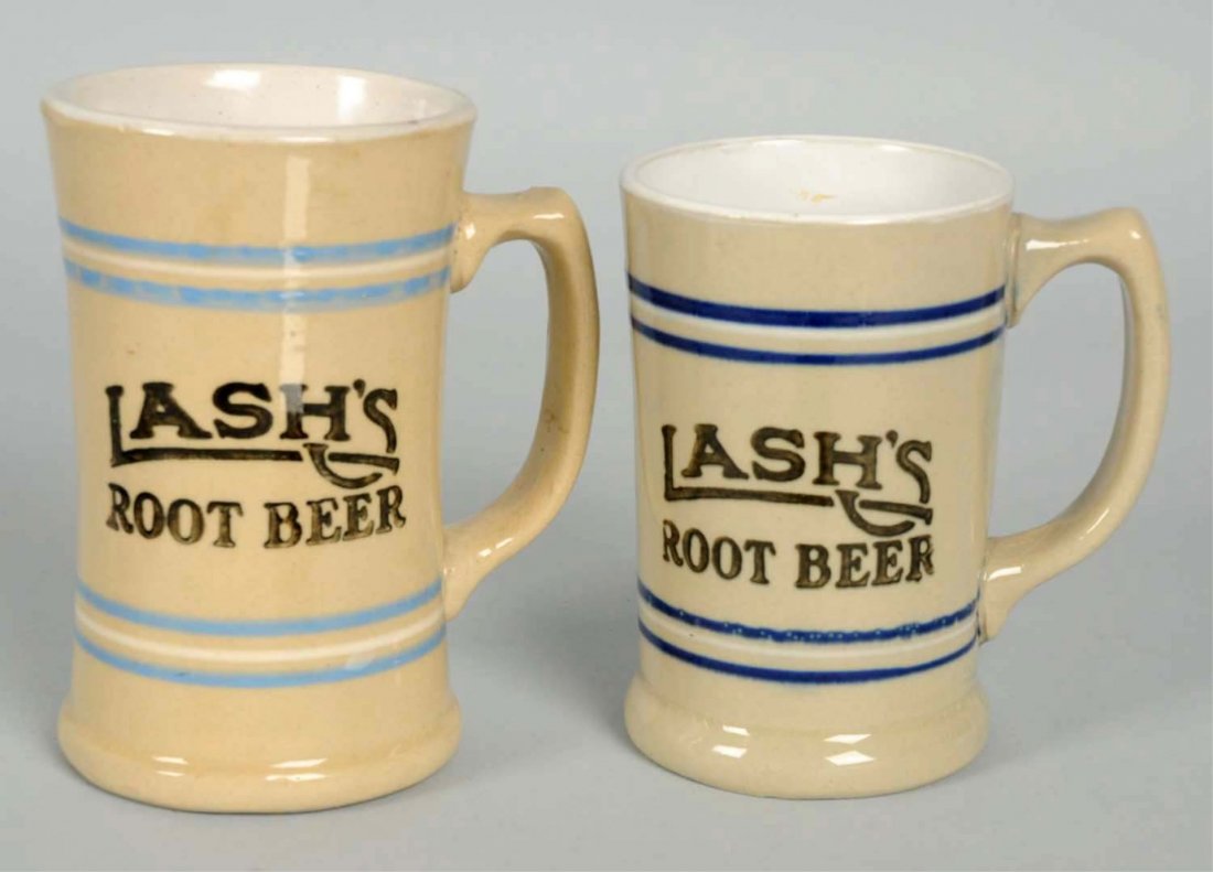 Lot of 2: Lash's Root Beer Mugs.: C.1900. Size Largest: 5 - 1/4" T.