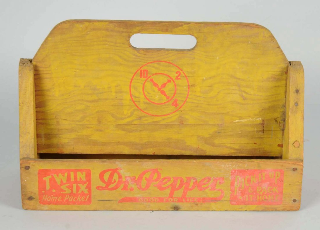 Wooden 1930's-40's Dr. Pepper 12 Bottle Carrier.: Rare. General wear, marks, soiling, but still quite readable and enjoyable. Condition (Very Good). Size 15" L.