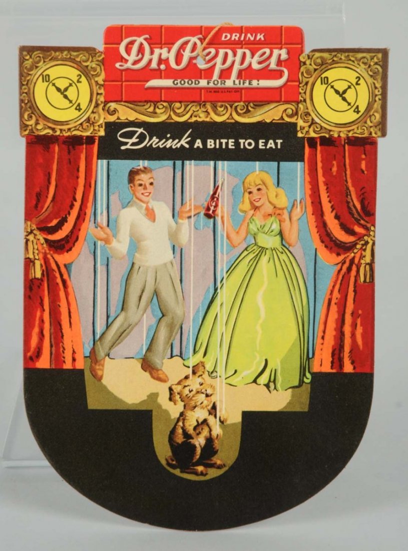 1930s-40s Dr. Pepper Young Entertainers Fan Pull.: Clean and bright with no wear. Condition (Near Mint). Size 7" T.