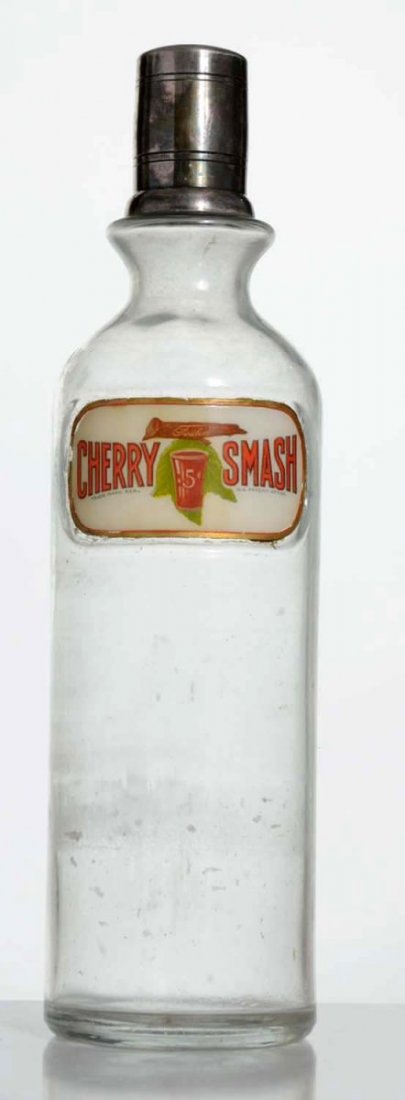 Syrup Bottle, Cherry Smash.: Label under glass. C.1910. Condition (Excellent). Size 12 - 1/4" T.