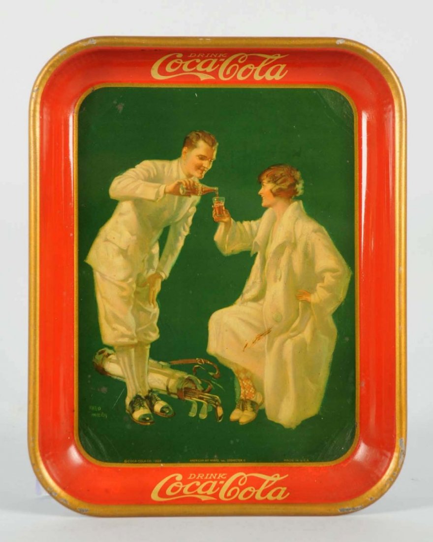 1926 Coca-Cola Serving Tray.: Good color with just slight age toning. A few small spots, light soiling, and tiny rim nicks. Condition (Very Good Plus). Size 13 - 1/4" x 10 - 1/2".