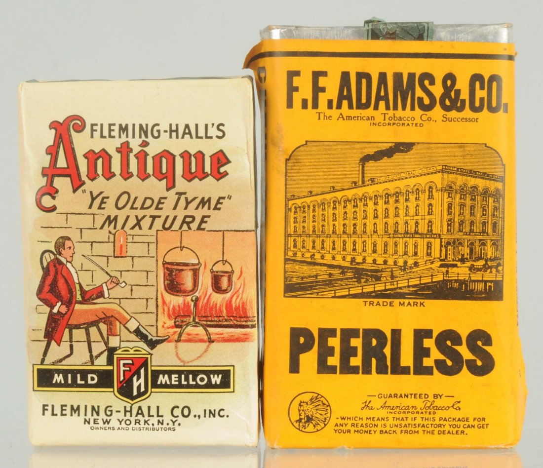 Lot of 2: Tobacco Packs.: Includes Peerless and Ye Old Mixture. Both appear to have never been opened. Very little overall wear. Condition (Excellent). Size Largest: 4 - 3/4" T.
