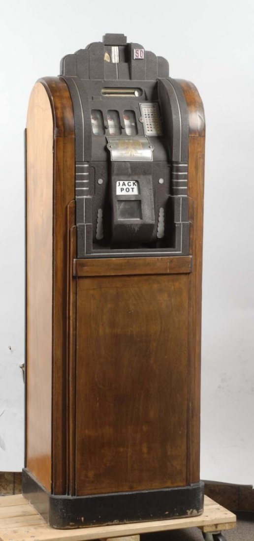 Mills 50¢ Extraordinary Club Console Slot Machine: Older restoration. Plays and pays. With sega mec and new door and lock. Condition (Fair). Size 60" T.