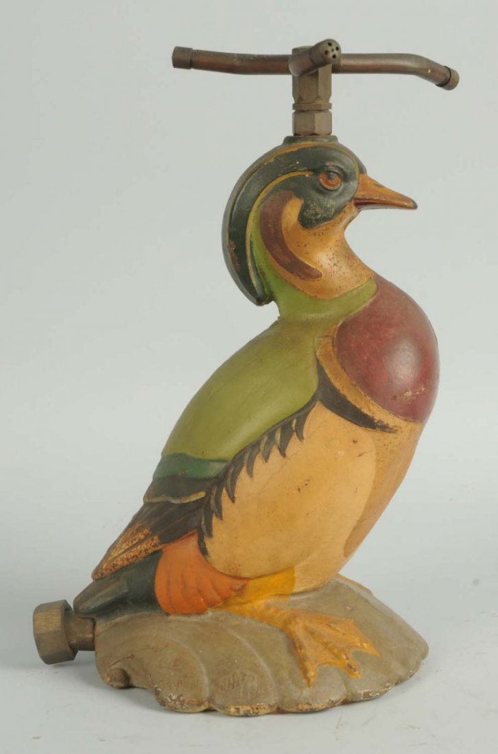 Cast Iron Wood Duck Lawn Sprinkler.