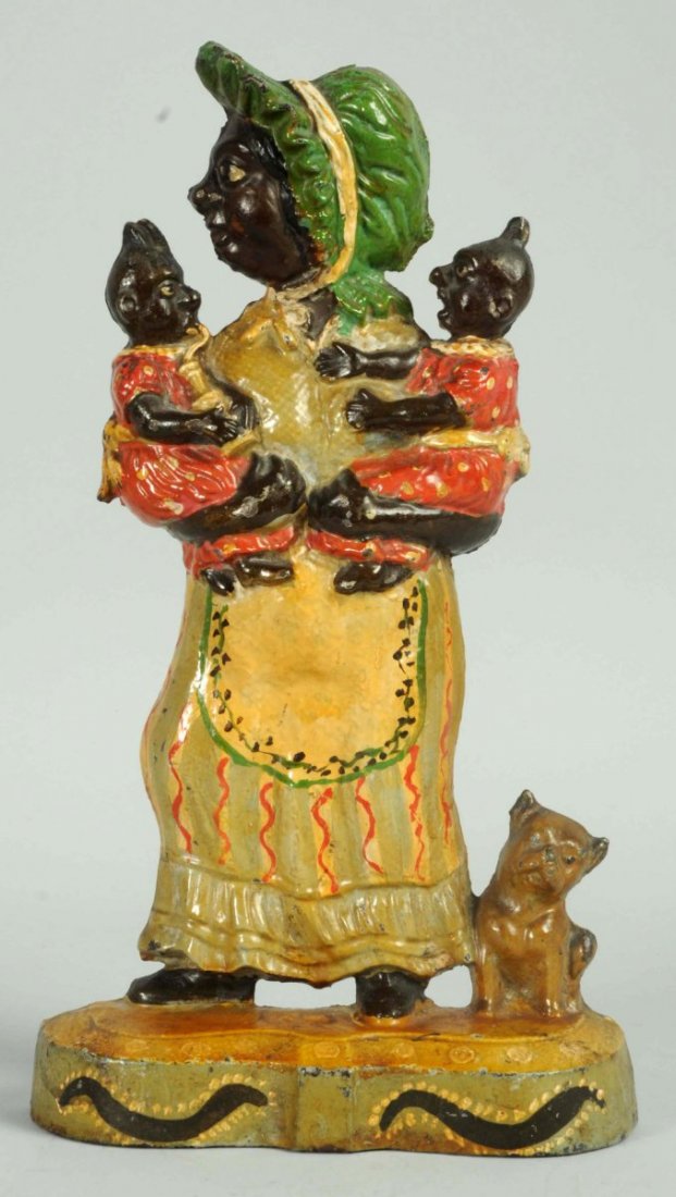 Black Americana Doorstop.: Original, but has been varnished. Condition (Very Good). Size 11 - 1/2" T.