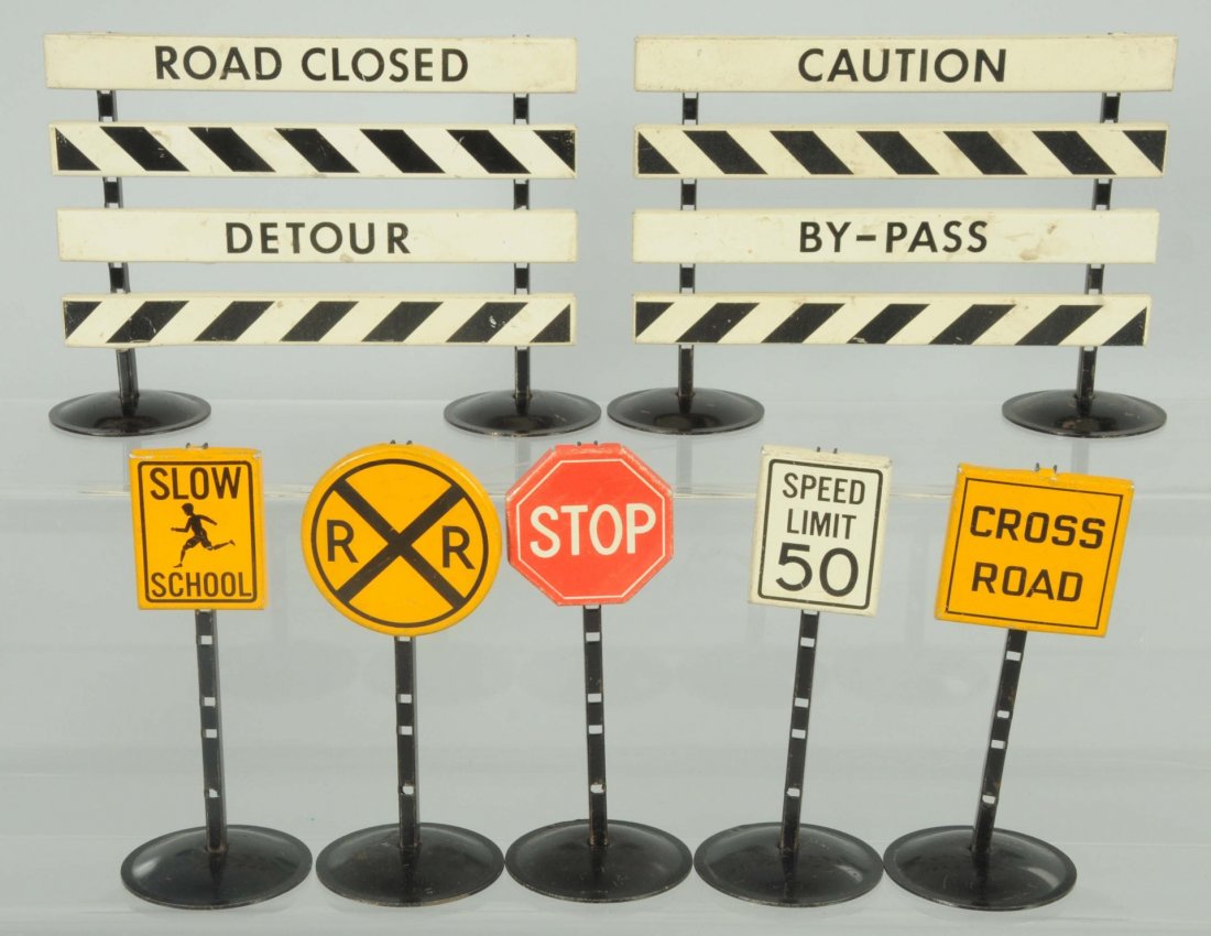 Tonka Pressed Steel Highway Dept. Gift Set.: Set includes two dump trucks, a road grader and a pick-up truck also some miscellaneous street signs. This is a factory gift set. Toys do have some very slight edge wear and scratching throughout. Con