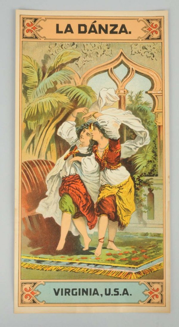 La Danza Tobacco Crate Label.: This La Danza tobacco crate label has great color and imagery. Condition (Excellent). Size 7" x 13 - 1/2".