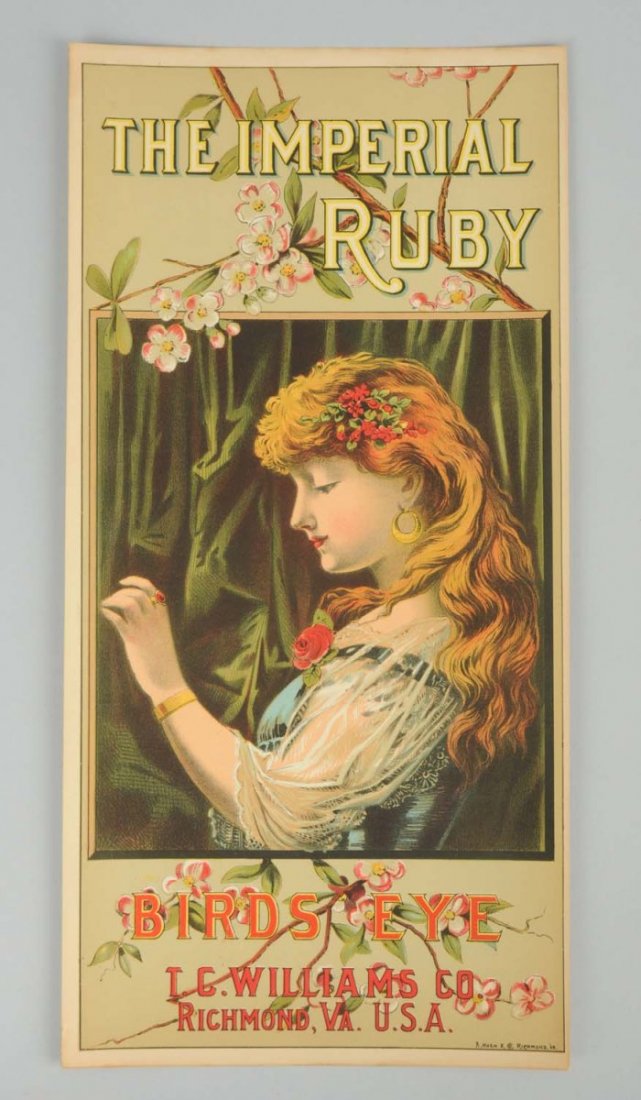 The Imperial Ruby Tobacco Crate Label.: The Imperial Ruby was manufactured by T.C. Williams Co. Condition (Excellent). Size 7" x 14".