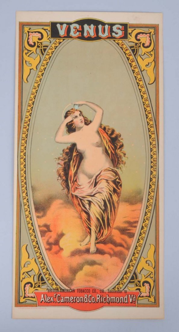 Venus Tobacco Crate Label.: Venus was manufactured by Alexander Cameron & Company. Condition (Excellent). Size 6 - 3/4" x 14".