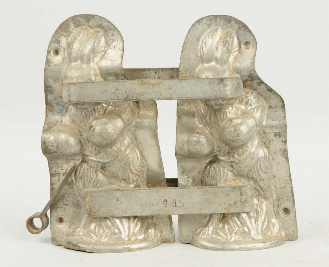German Boxing Rabbits Chocolate Candy Mold.: This great mold depicts two rabbits in boxing gloves and trunks. Condition (Very Good). Size 6 - 1/2" T.