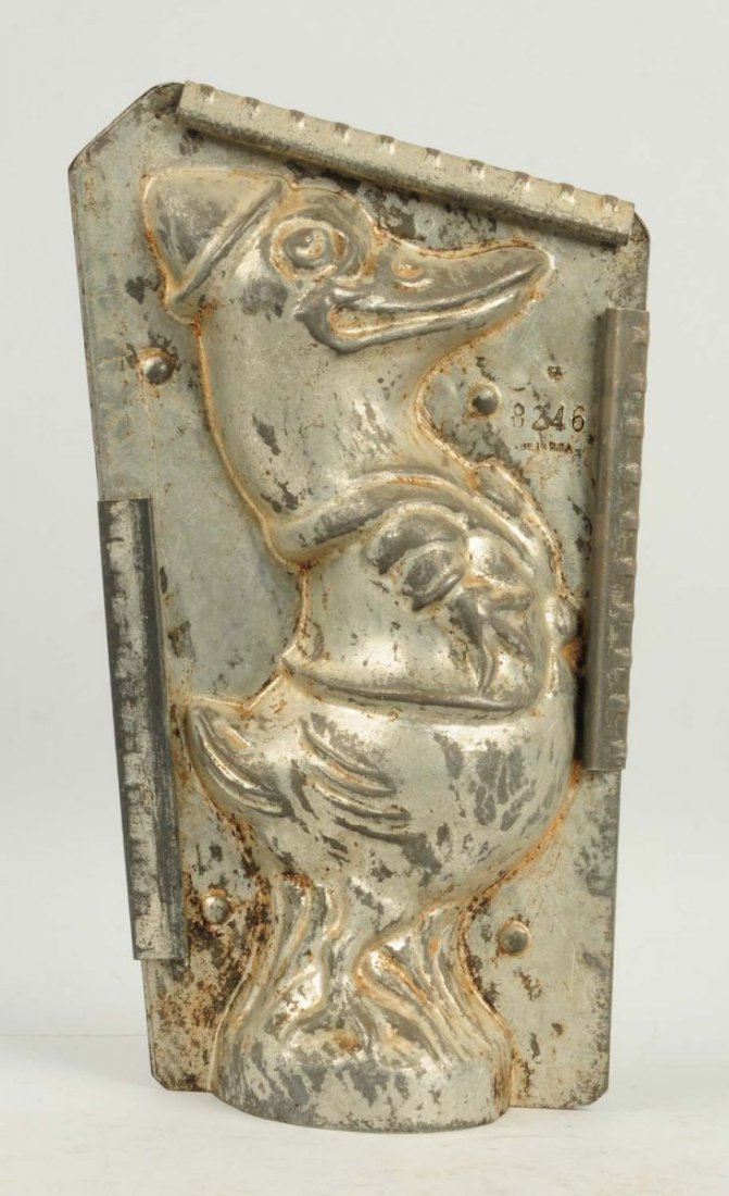 Large Dandy Duck Chocolate Candy Mold.: This american made chocolate mold has few areas of surface oxidation. Condition (Very Good). Size 11" T.