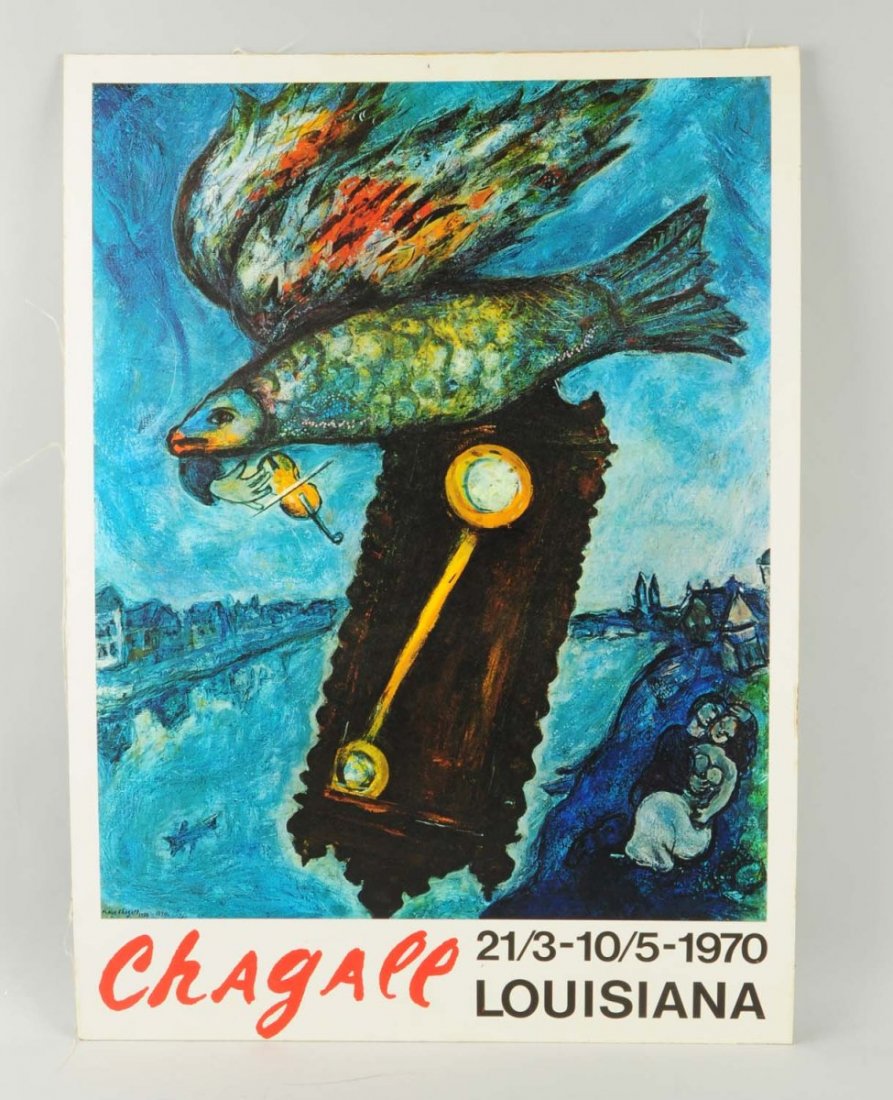 970 Marc Chagall Exhibit Poster.: This poster is from a 1970 Chagall exhibit in Louisiana. Condition (Excellent). Size 24" x 33".