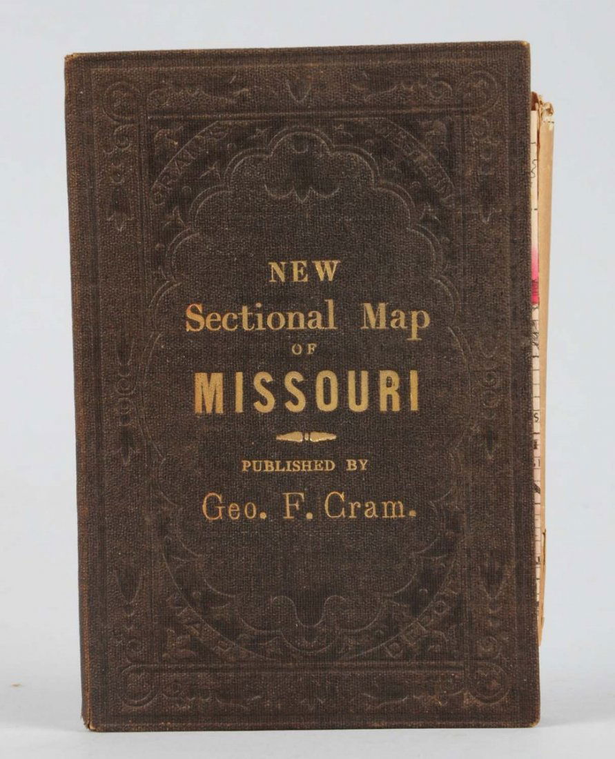 Circa 1850 Sectional Folding Map of Missouri.: This folding map was publish by George F. Cram. It is in fairly good shape, but there are a few tears throughout. Condition (Very Good). Size 5 - 1/2"