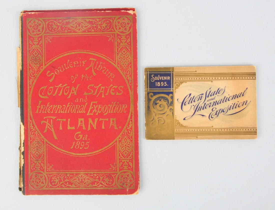 Lot of 2: Cotton States International Expo Items.: Circa 1895. Includes a small booklet illustrated by Otto Baum with wonderful, colorful illustrations on each page. These illustrations were also used for trade cards and other advertising items. Also 