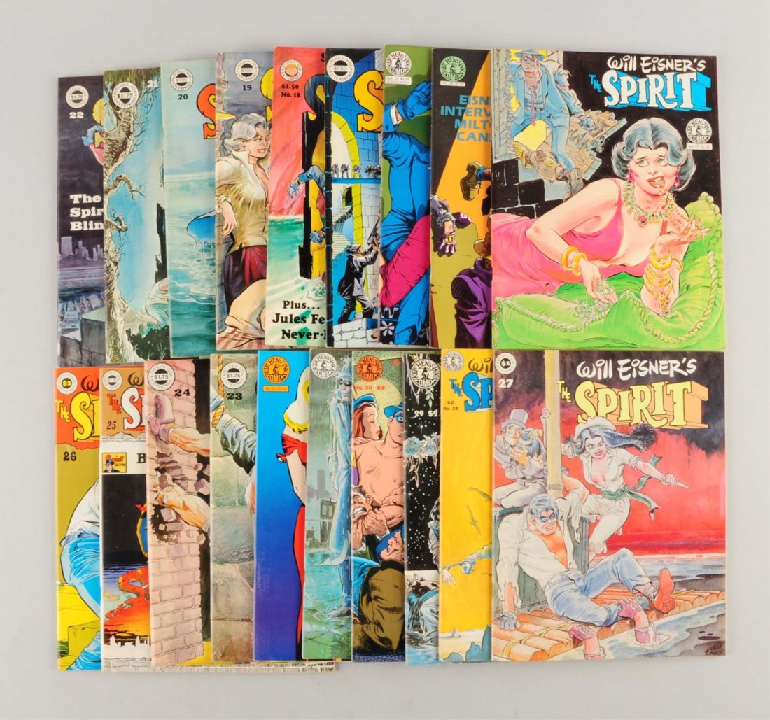 Lot of 40+ Will Eisner Spirit Comics.: Comics in this lot are published by Warren and Kitchen Sink. Condition (Very Good - Excellent). Size Largest : 11" L.