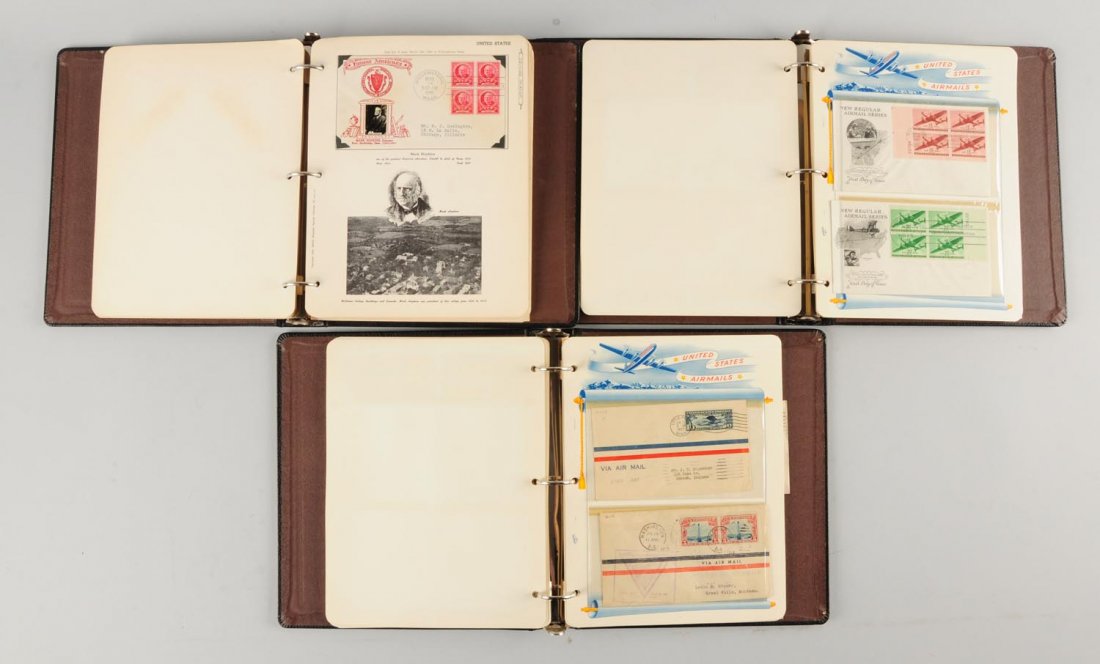 Lot of 3: Albums USA of First Day Covers.: Mostly 40s and airmail 1937 - 44. Nice.