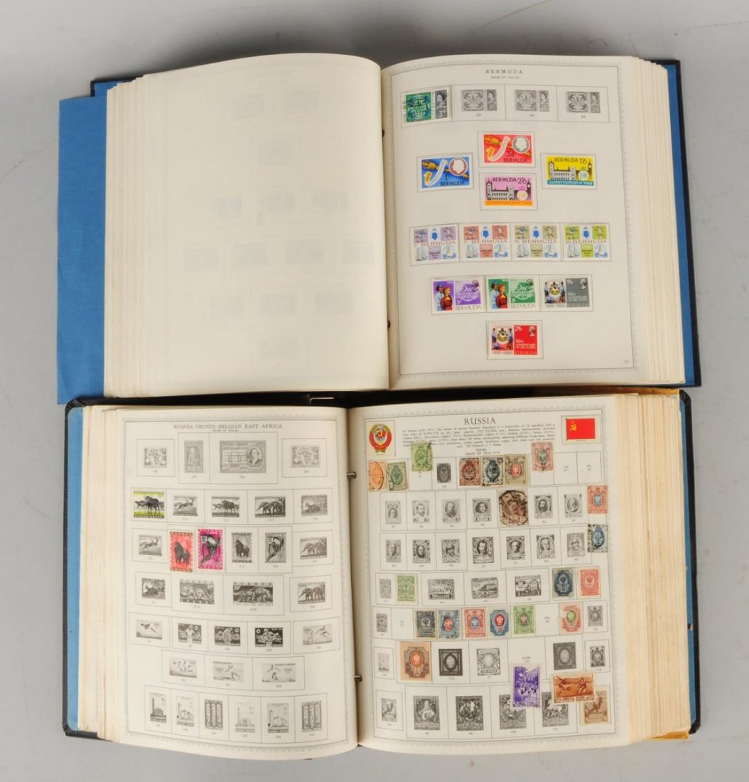Lot of Canceled International Stamp Albums.: 1860-1970 former British Isles - 10% filled. 1860-1970 former British Isles - 10% filled. 1920-1970 Masters Global - 20% filled. 1900-1970 Masters Global - 30% filled.