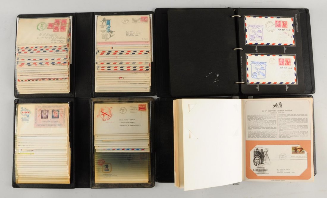 U.S.A. 8 Albums of First Day Covers.: Envelopes. 1830 - 1930 Envelopes. 1928 - 1935 First day covers. 1939 - 1940 First day covers. 1935 - 1939 First day covers. 1979 Statehead first day covers. 1975 - 1980 First day commerative. 1928 - 1