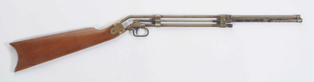 Hamilton Model 11 Plymouth MFG .22 Cal. Rifle.: Barrel length 8". Bolt action. Length of pull 13". This "Zip" gun is made from steel rods, white metal castings and copper/brass. Barrel locking lug broken, and screw missing. Poor bore. Should not be