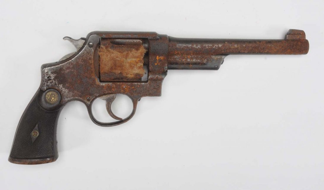 Smith & Wesson .44 Cal. Revolver**.: Serial No .8221 Smith and Wesson .44 Triple Lock pistol in very poor condition with great deal of rust. Good for parts, but comes with soft leather case. Overall length 11 - ½” and barrel length 6�