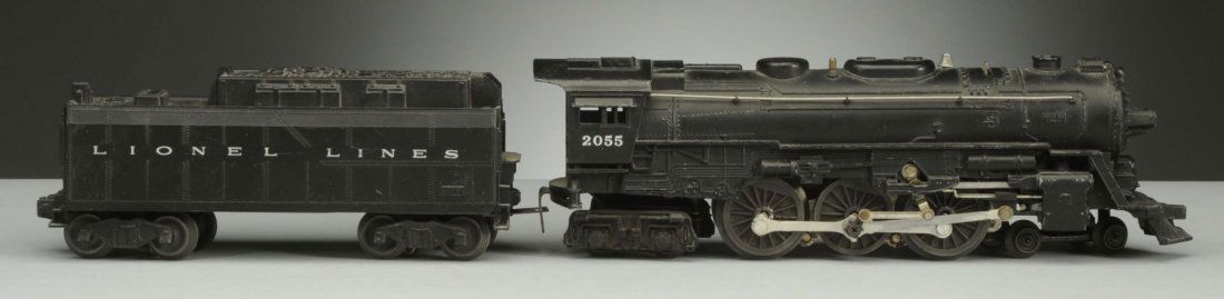 Lionel 2055 Loco & Tender.: No.2055 steam locomotive is complete, all original, very clean, and attractive. It has the original box, but box is missing both ends. However, the box has it's original insert. No.6026 Whistle tender