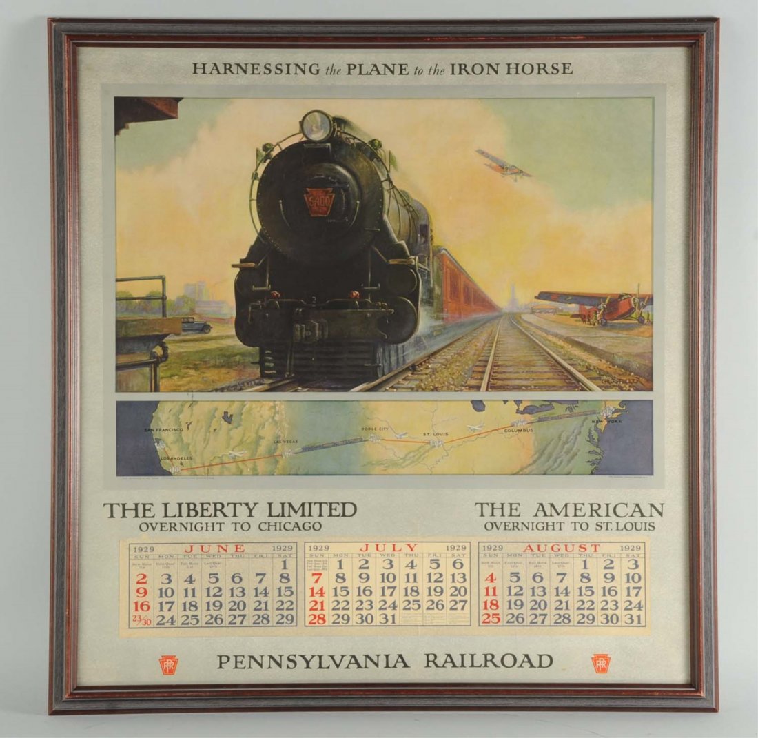 1929 Griff Teller PRR Calendar.: Missing some calendar pad. Professionally framed. Condition (Very Good Plus).