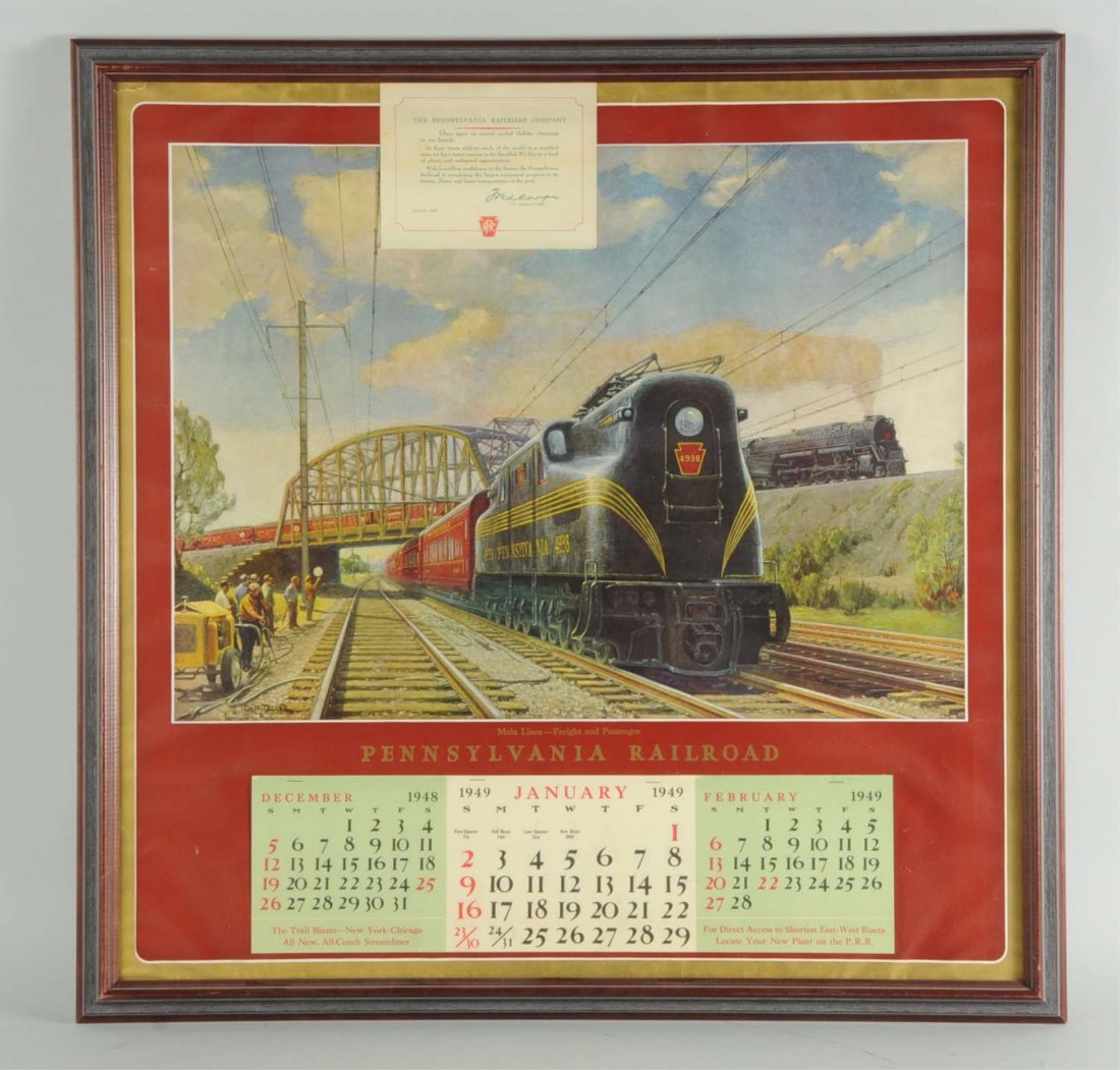 Griff Teller 1949 PRR Calendar.: Is complete. Professionally framed. Condition (Excellent).