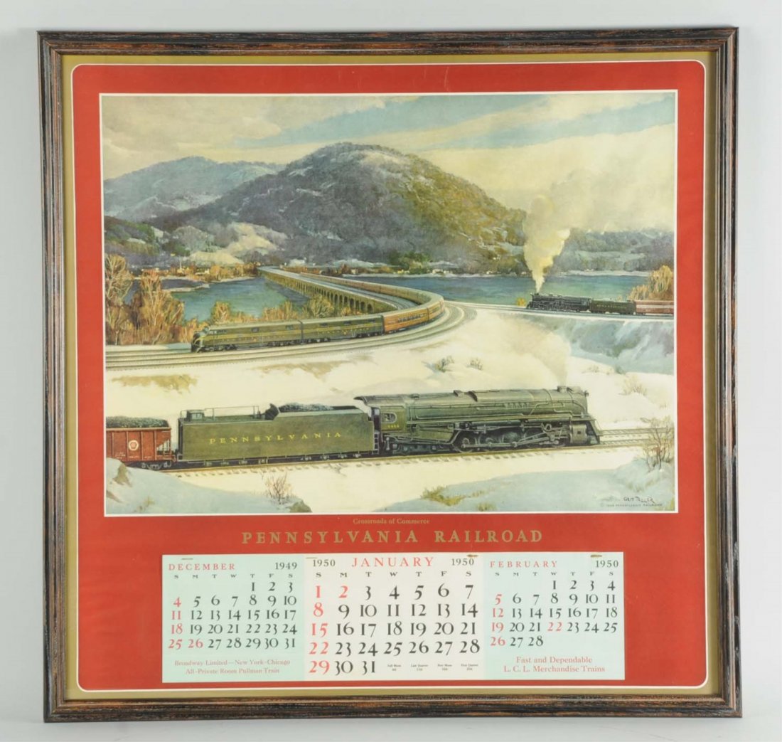 1950 Griff Teller PRR Caledar.n: Professionally framed. Calendar pad is complete. Condition (Excellent).
