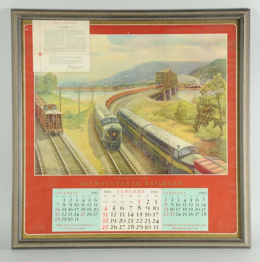 1953 PRR Griff Teller Framed Calendar.: Calendar pad is complete. Condition (Excellent).
