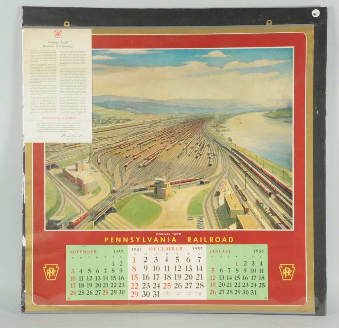 PRR 1957 Calendar Griff Teller.: Calendar is complete. Mounted on poster board with clear plastic covering. Condition (Excellent).