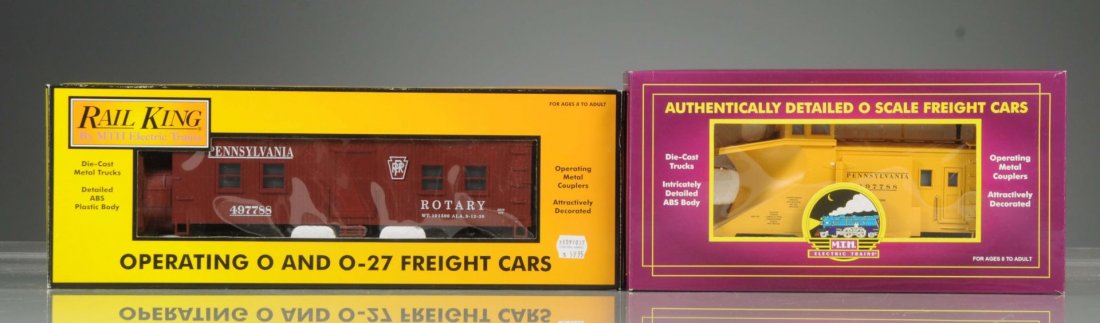 Lot of 2: MTH Rolling Stock.: Includes MTH No.2098208 PRR Snow plow is complete, in a great condition, and includes the original box. MTH Rail King No.302124 PRR Rotary snow plow is complete, in a great condition, and includes the