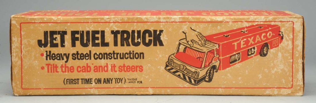 Buddy L Texaco Jet Fuel Truck With Box.: New old stock. Sealed in box. Box has significant wear and edge wear throughout. Condition (Restored). Size 24" L.