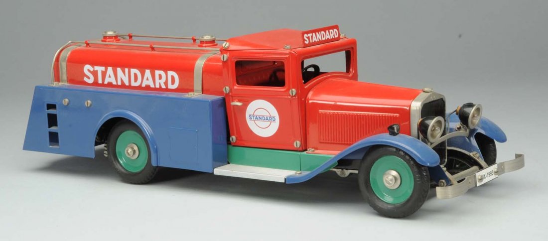 Pressed Steel Marklin Standard Oil Truck.: Circa 1993. Assembled from kit. Marked 'Marklin' on rubber tires. also marked 'Standard' on both opening doors and rear of tank. Marklin mark on front grille. Very little wear. Condition (Near Mint). 