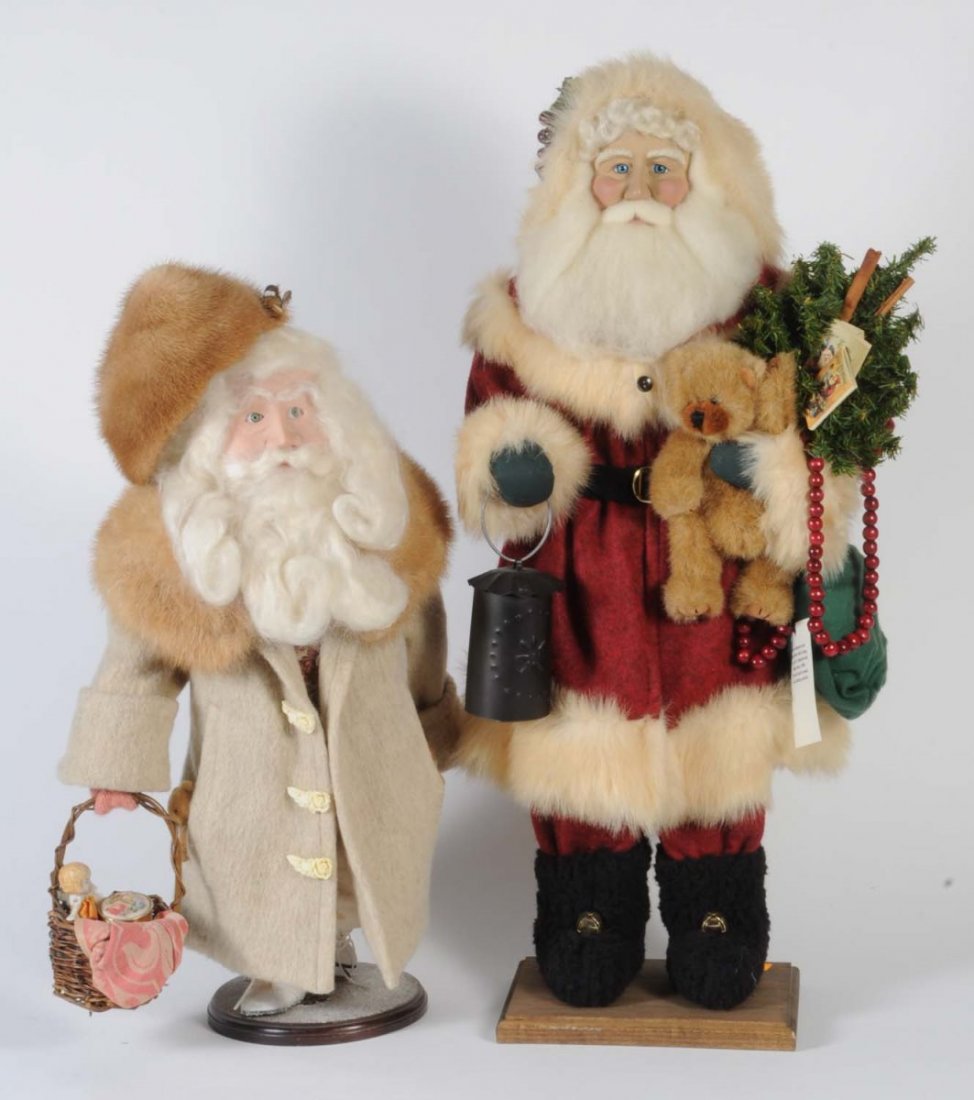Lot of 2: Large Artist Santa Claus Dolls.: Condition (Good). Size Largest: 27" T.