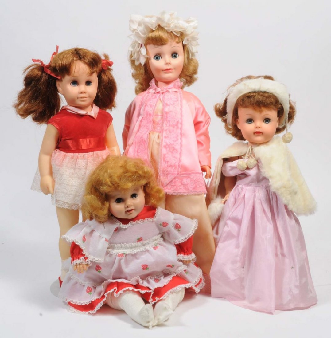 Lot of 4: Vinyl Dolls.: Includes Chatty Cathy, Deluxe Reading & Ideal. Redressed in vintage clothing. Condition (Good).