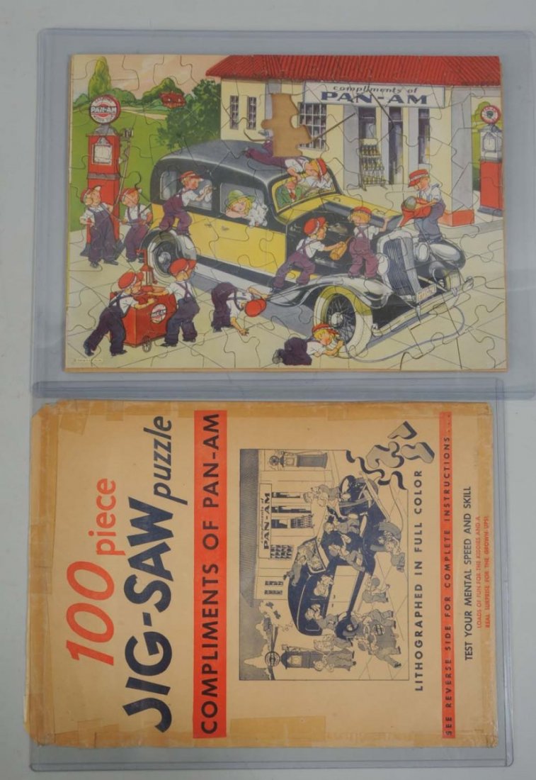 Pan-Am Motor Oil 1933 Puzzle.: Missing only one piece and complete with its original envelope. Condition (Near Mint). Size 13"L.