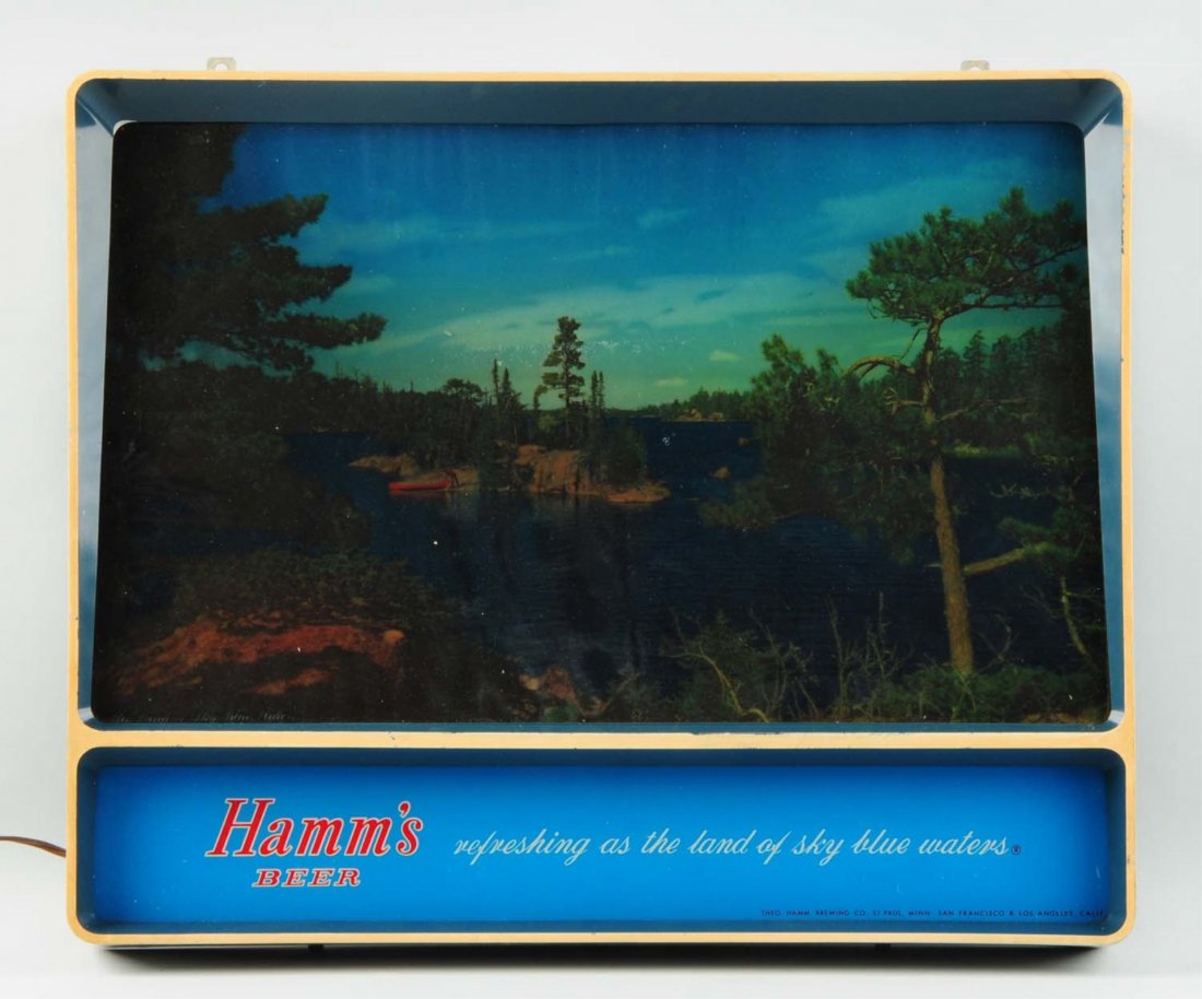 Hamm's Beer Electric Sign.: This 1960s era sign is very nice. Condition (Very Good). Size 18" x 22".