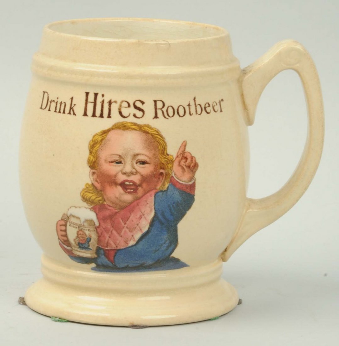 Early German Made Hires Root Beer Mug.: Only a few small stains and light soiling. Condition (Near Mint). Size 4 - 1/4" L.