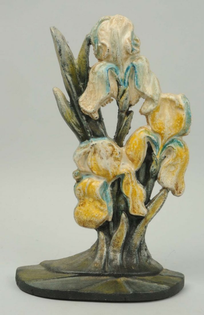 Cast Iron Iris Flower Doorstop.: Reproduction. Condition (Very Good). Size 10" T.