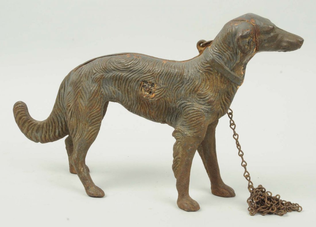 Cast Iron Borzoi Wolfhound Dog Doorstop.: Missing ring that goes on end of chain. Condition (Good). Size 7 - 3/4" T.