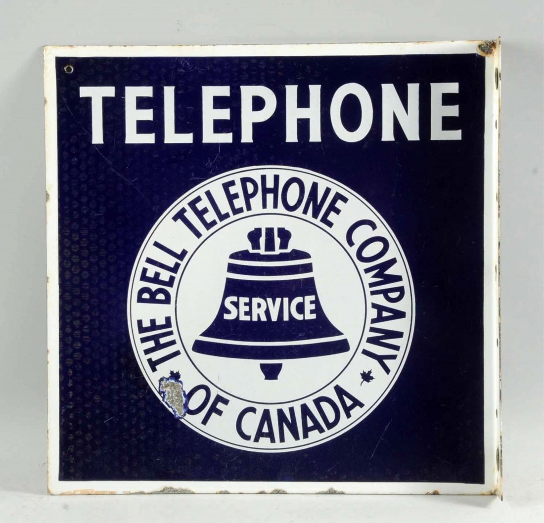 Bell Telephone of Canada Porcelain Flange.: 1940s. Some light surface marks and soiling. Also has a few edge chips and nicks. Condition (Very Good Plus). Size 8 - 3/4" x 18 - 1/2".