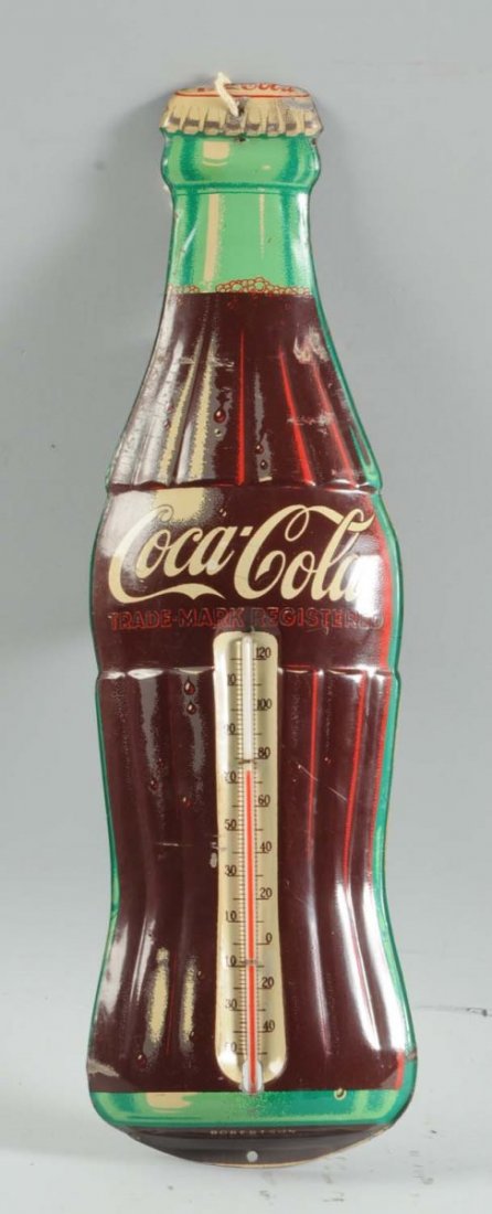 Coca-Cola Bottle Thermometer.: This Coca-Cola bottle thermometer has a few minor scratches and scrapes. Condition (Very Good). Size 16 " L.