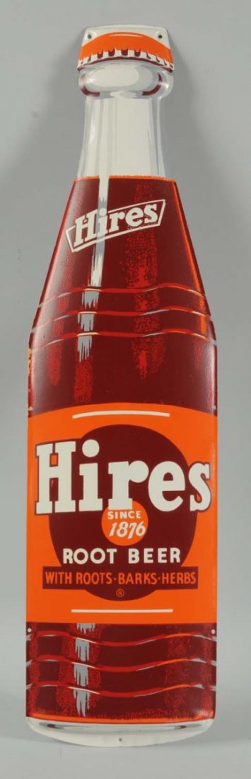 Hires Root Beer Tin Bottle Sign.: This sign is in tremendous condition. Probably has never been used. Condition (Near Mint). Size 29" L.